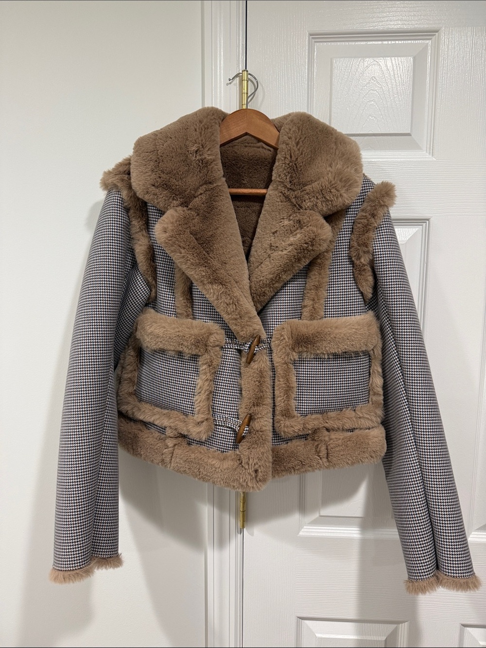 Opening Ceremony Double-Sided Brown Faux-Fur Jacket
